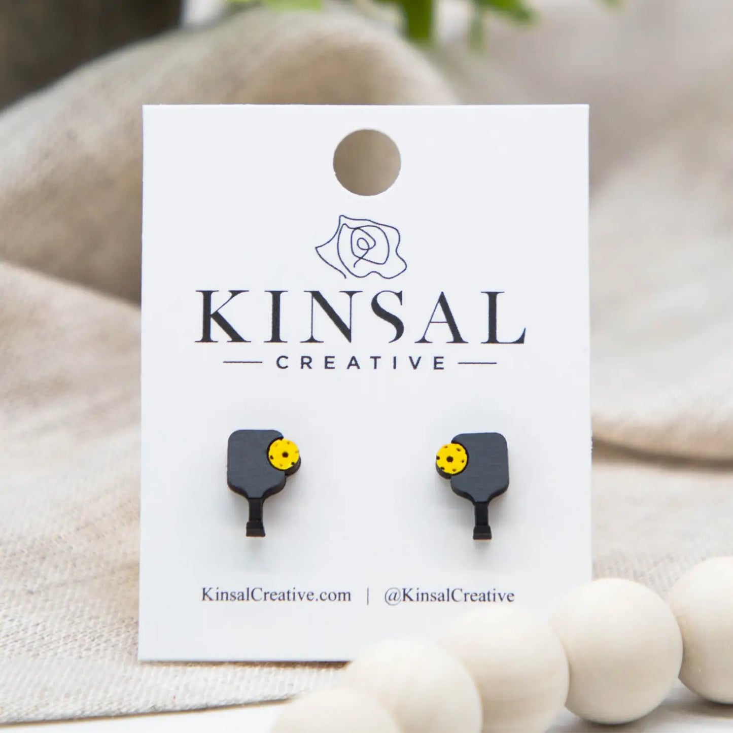 Handmade Wooden Pickleball Stud Earrings